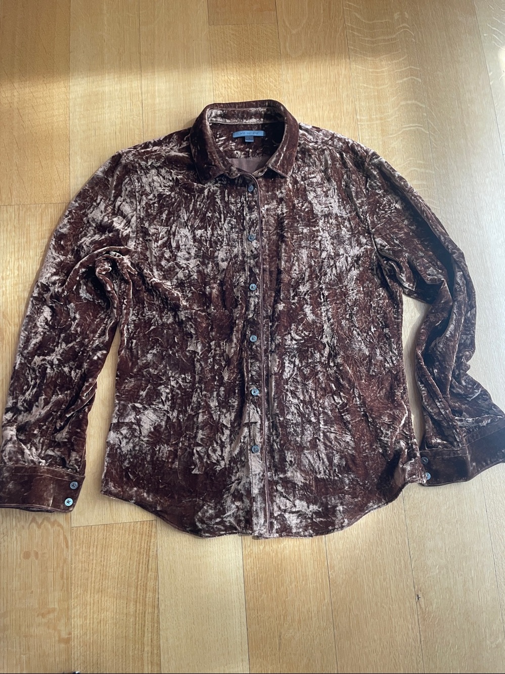 John Varvatos Chocolate Brown Crushed Velvet Shirt.